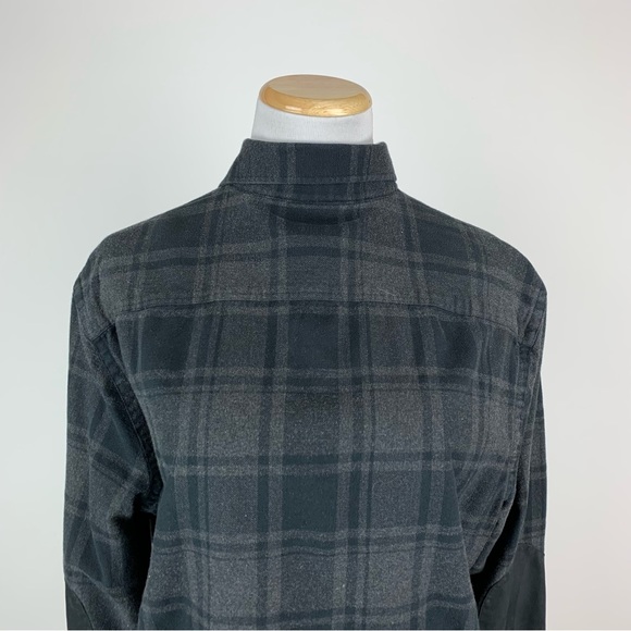 John W Nordstrom Black Plaid Elbow Patch Button Down Shirt Medium - Picture 5 of 9